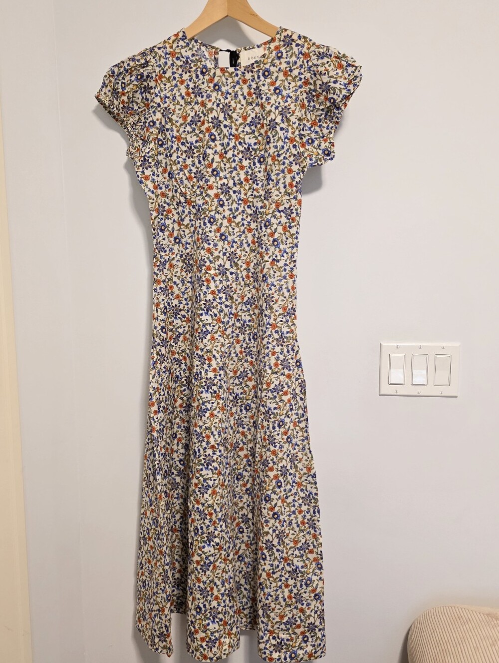 Doen Rhodia Romantic Floral Organic Cotton Midi Dress Size Medium Cottagecore - Picture 8 of 15
